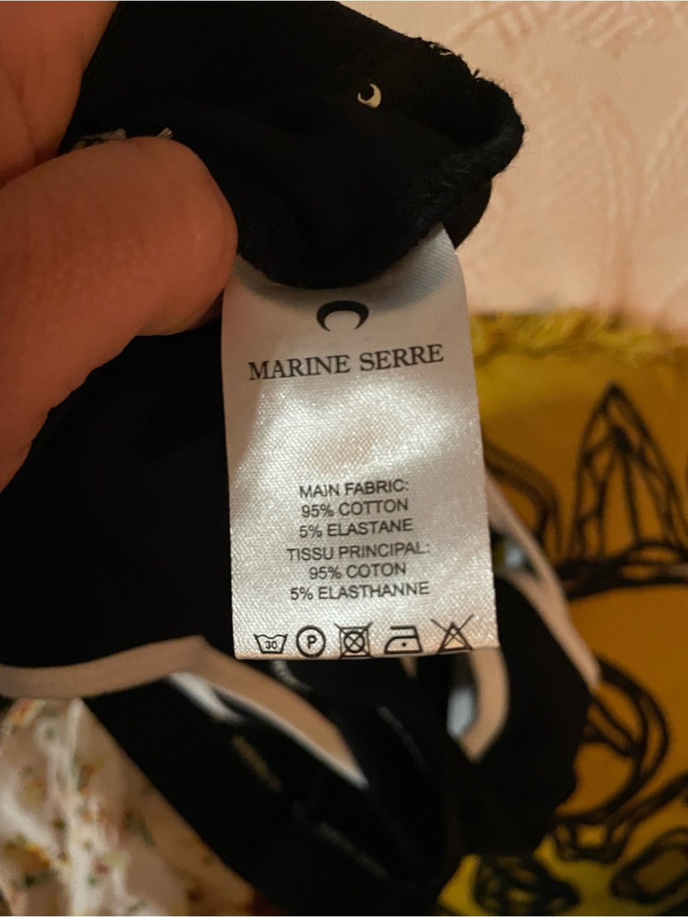 Marine Serre Black Crop Bralette with White Trim - Picture 6 of 7